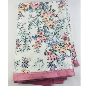 Vintage Blanket WPL1675 Floral Flowers Pink Twin Acrylic Nylon Edge Fleece USA